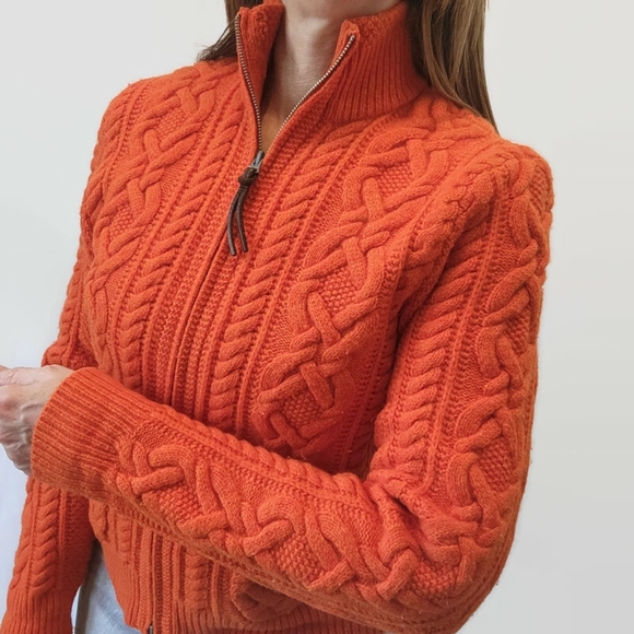 Ralph Lauren Rugby Wool Burnt Orange Zip-Up Sweater - Picture 6 of 14